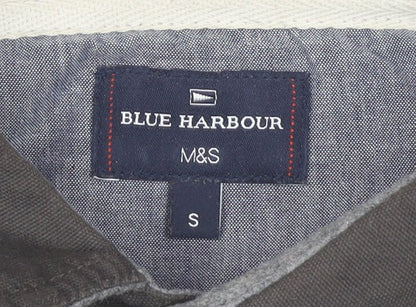 Marks and Spencer Grey Striped Polo - Men's S Long Sleeve