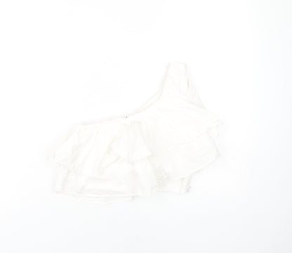 Womens UK Size XS Zara White Cropped Blouse