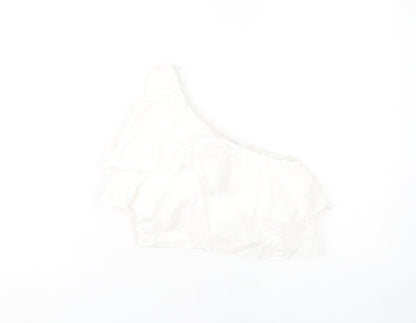 Womens UK Size XS Zara White Cropped Blouse