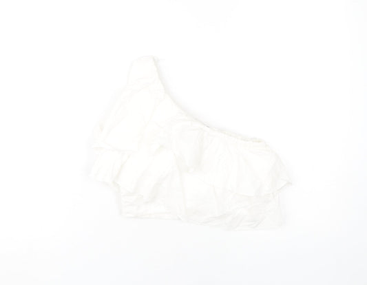 Womens UK Size XS Zara White Cropped Blouse