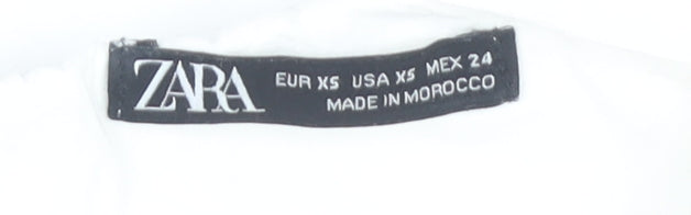 Womens UK Size XS Zara White Cropped Blouse