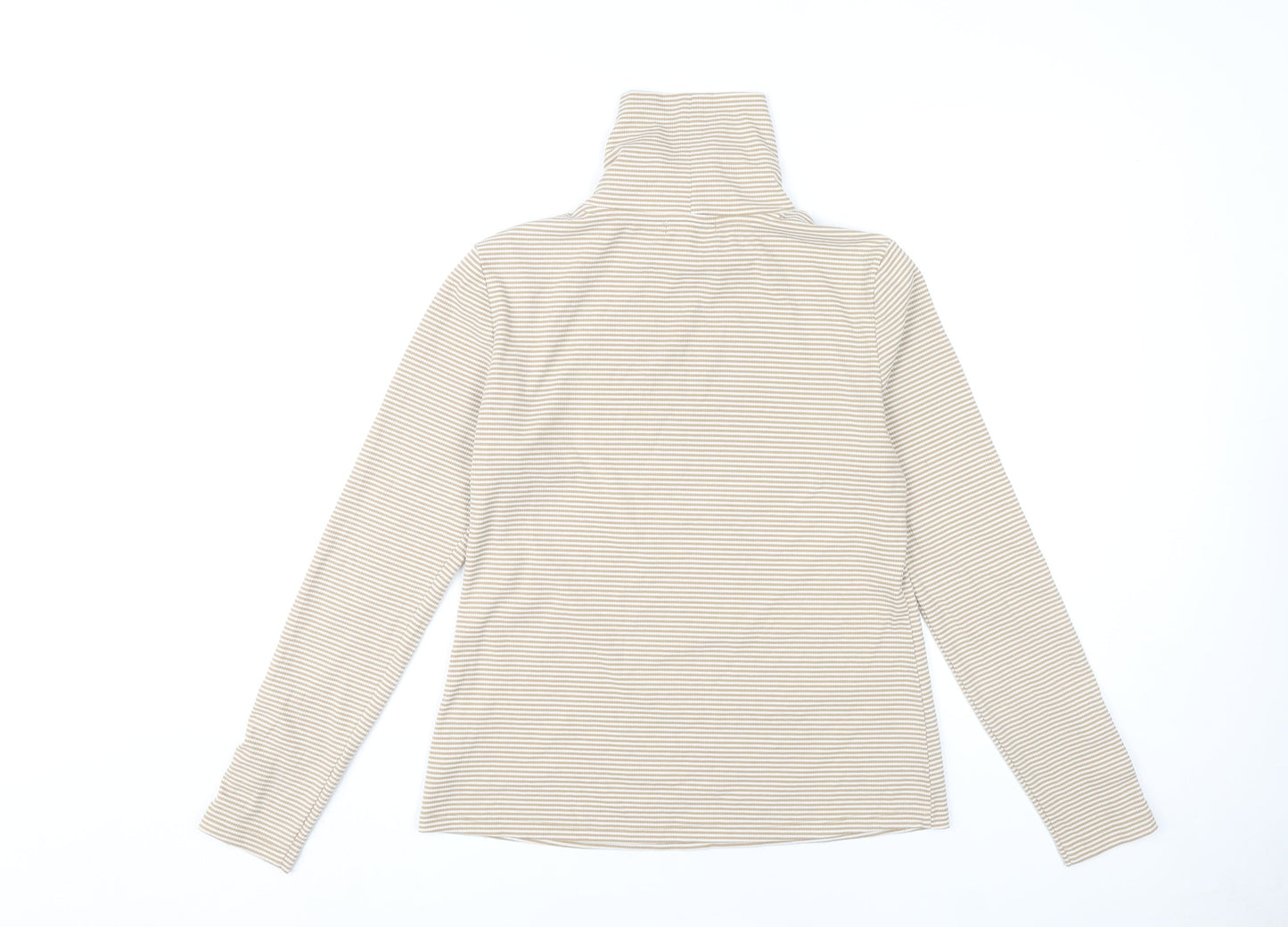 Deane & White Women's Beige Striped High Neck Top M
