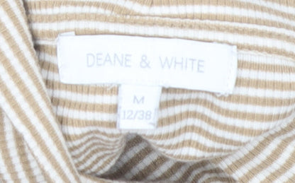 Deane & White Women's Beige Striped High Neck Top M