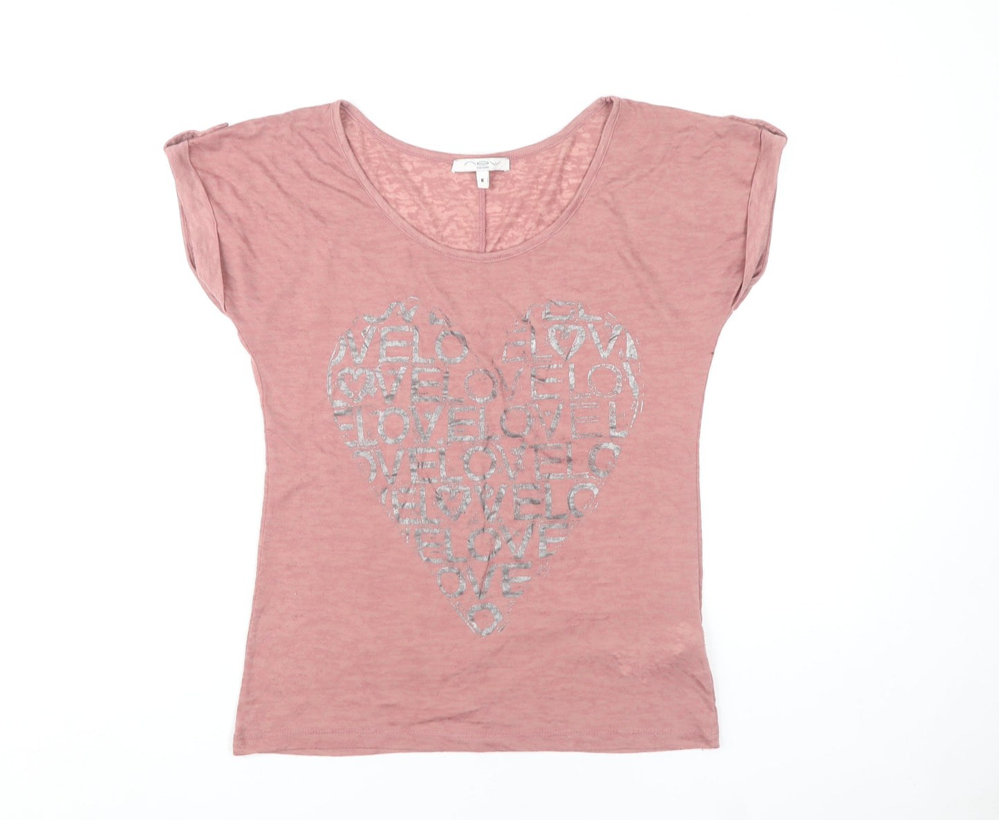 New Look Women's Pink Love T-Shirt Size 8
