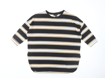 New Look Women's Striped 3/4 Sleeve Top, Black/Beige, Size S