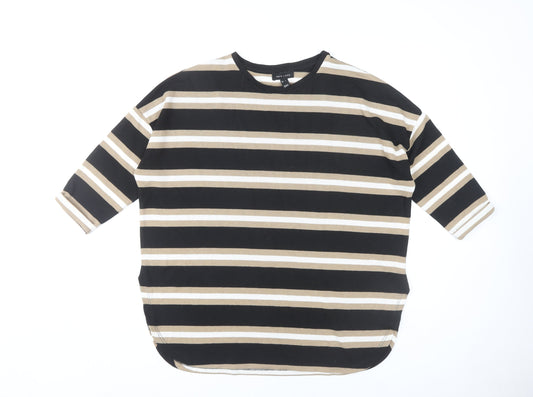 New Look Women's Striped 3/4 Sleeve Top, Black/Beige, Size S