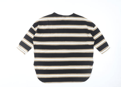 New Look Women's Striped 3/4 Sleeve Top, Black/Beige, Size S