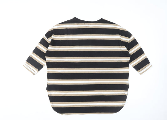 New Look Women's Striped 3/4 Sleeve Top, Black/Beige, Size S