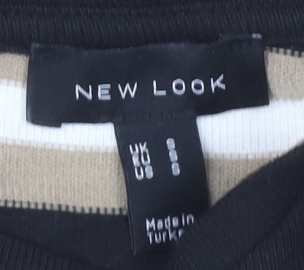 New Look Women's Striped 3/4 Sleeve Top, Black/Beige, Size S