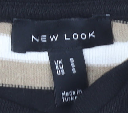 New Look Women's Striped 3/4 Sleeve Top, Black/Beige, Size S