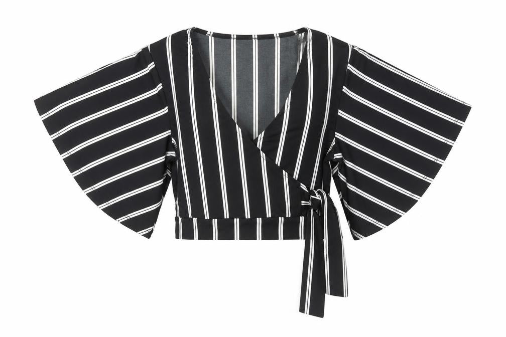 Womens UK Size 8 New Look Black Wrap Blouse