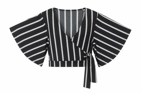 Womens UK Size 8 New Look Black Wrap Blouse