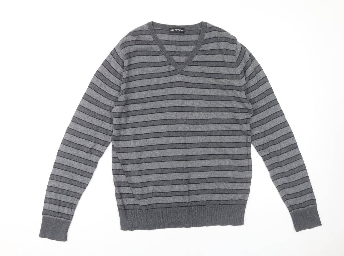Marks and Spencer Grey Striped Men's S Pullover