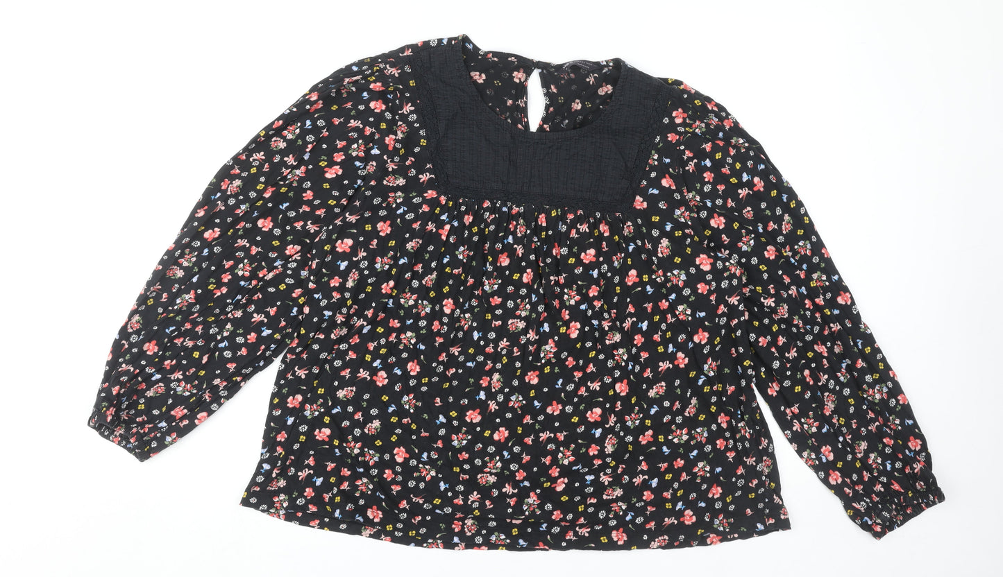 Womens UK Size 16 Marks and Spencer Black Tunic Blouse