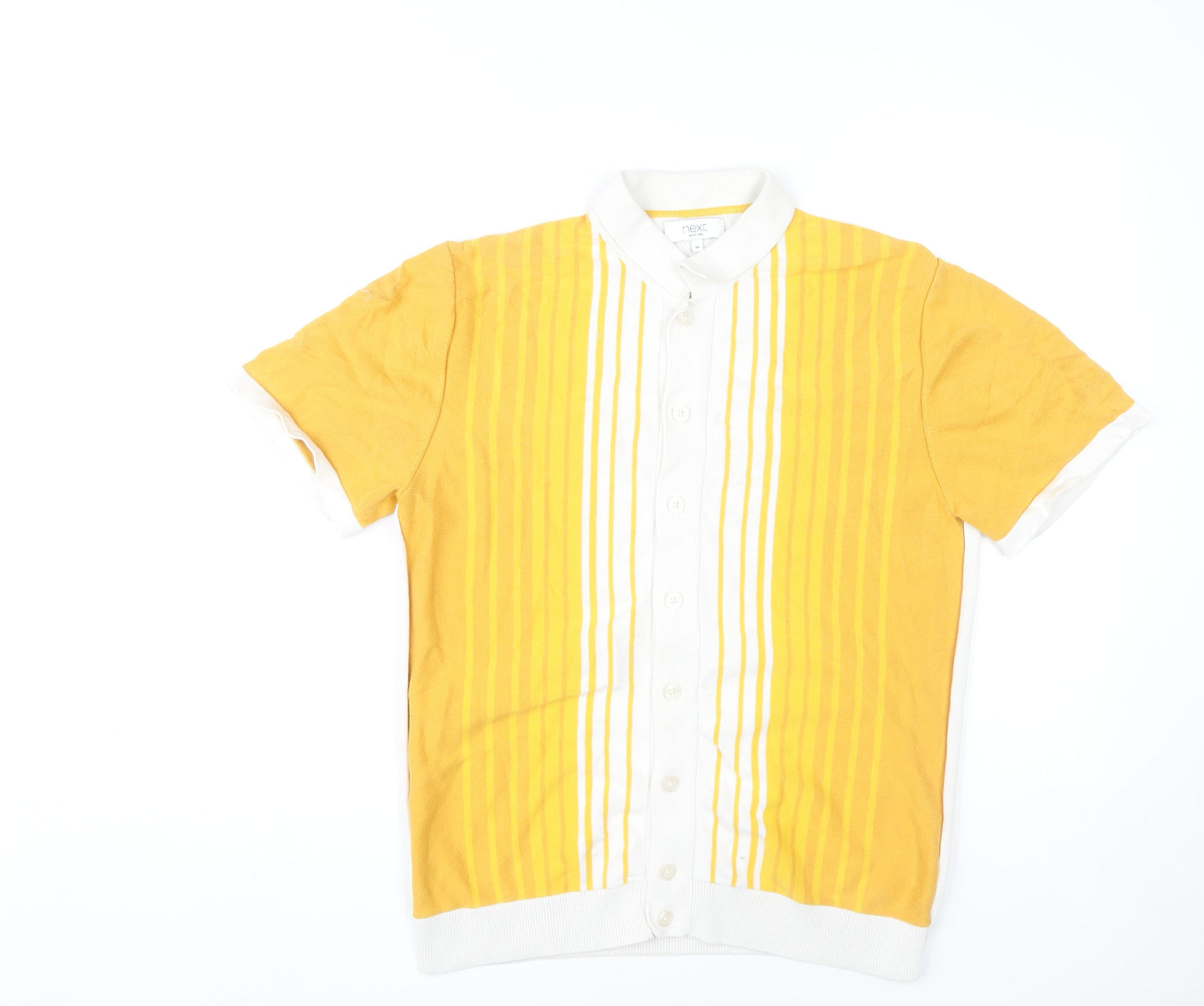 Next Men's Yellow M Collared Cardigan Striped