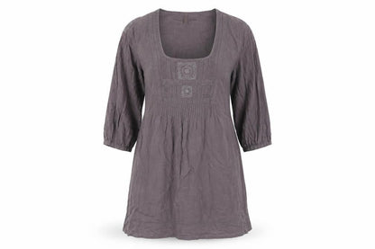 Wrap Women's Grey Embroidered Ramie Dress Size 12