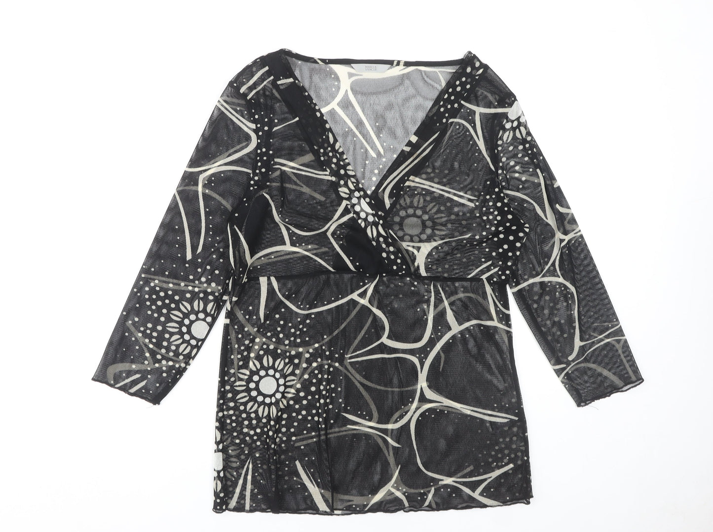 Womens UK Size 16 Marks and Spencer Black Wrap Blouse