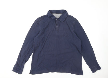 Marks and Spencer Men's Blue Long Sleeve Polo L
