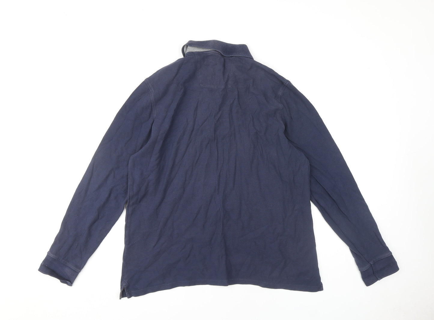 Marks and Spencer Men's Blue Long Sleeve Polo L