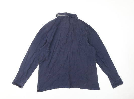 Marks and Spencer Men's Blue Long Sleeve Polo L