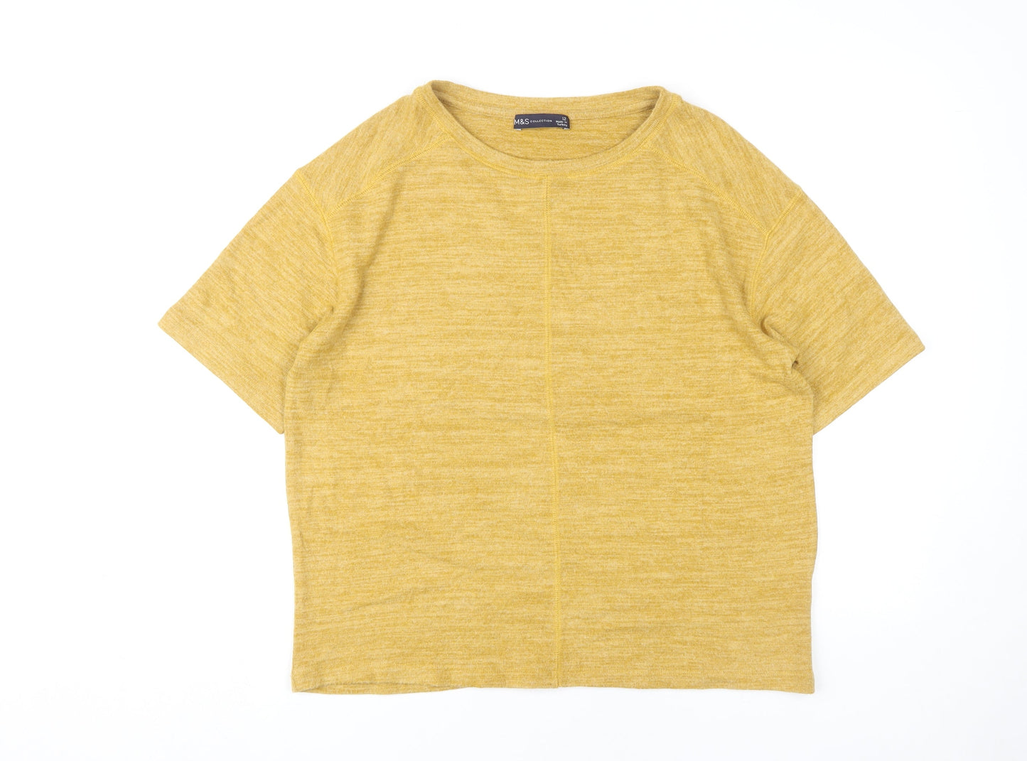 Womens UK Size 12 Marks and Spencer Yellow Basic T-Shirt
