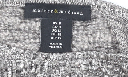 Womens UK Size 12 Mercer & Madison Grey Basic T-Shirt