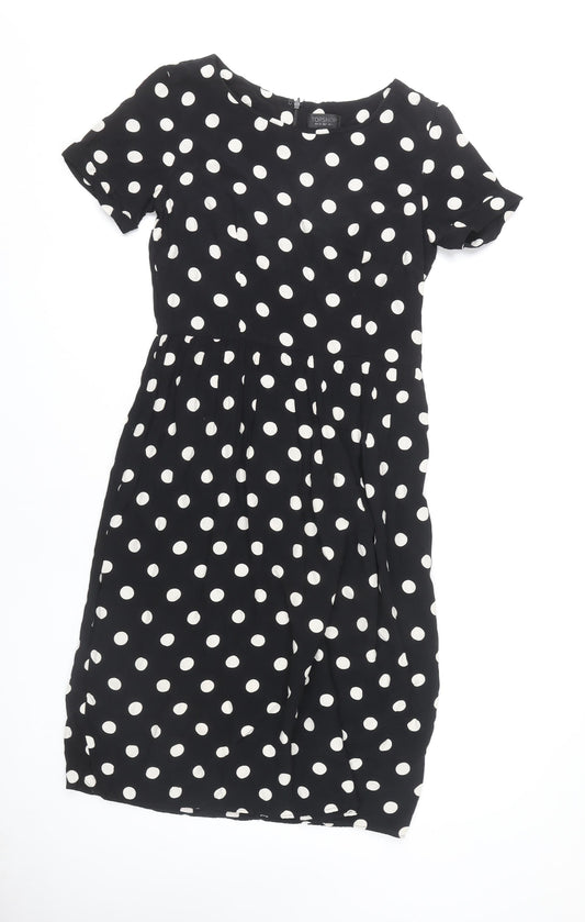 Topshop Women's Black Polka Dot Dress, Size 12, New