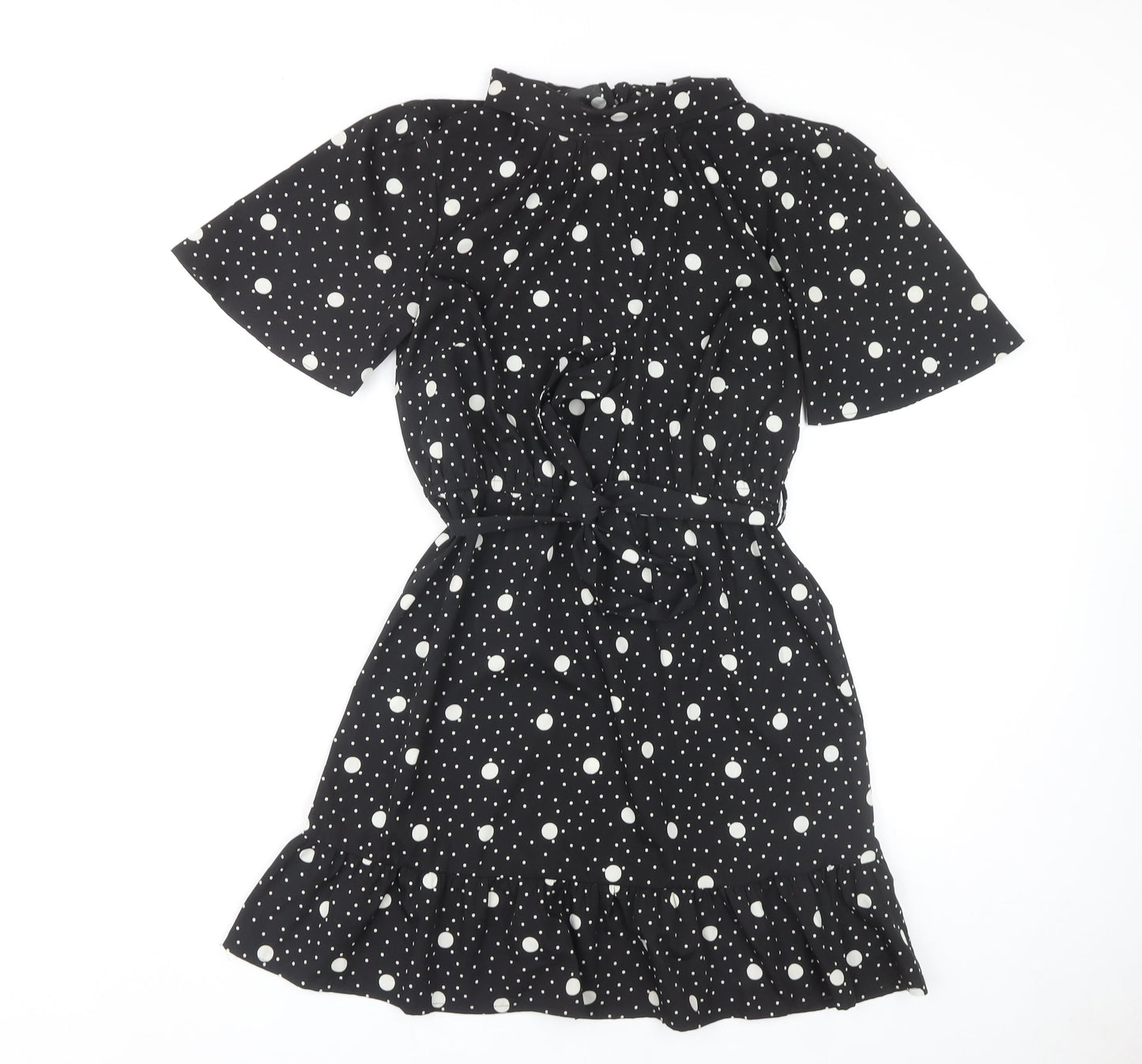 New Look Women's Black Polka Dot A-Line Dress Size 10