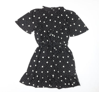 New Look Women's Black Polka Dot A-Line Dress Size 10