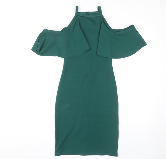 Quiz Women's Green Cold Shoulder Dress Size 8