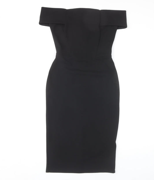 New Look Women's Black Off-Shoulder Bodycon Midi Dress