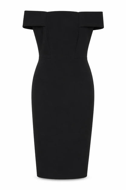 New Look Women's Black Off-Shoulder Bodycon Midi Dress
