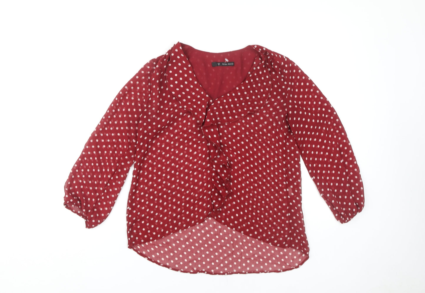 Womens UK Size S Zara Basic Red Basic Blouse