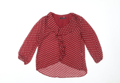 Womens UK Size S Zara Basic Red Basic Blouse