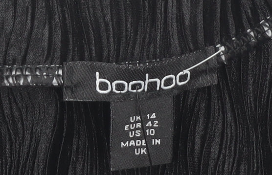 Boohoo Women's Black Button-Up Shirt, Size 14