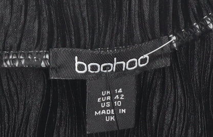 Boohoo Women's Black Button-Up Shirt, Size 14