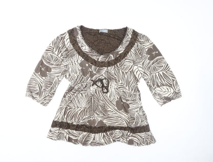 Per Una Women's Brown Floral Tunic Blouse, Size 18