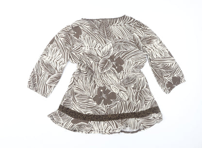 Per Una Women's Brown Floral Tunic Blouse, Size 18