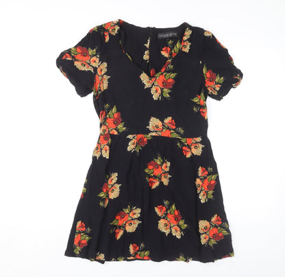 Topshop Women's Floral A-Line Short Dress UK 10