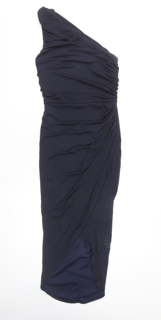 AX Paris Women's Blue Sheath Dress, Size 8, One Shoulder