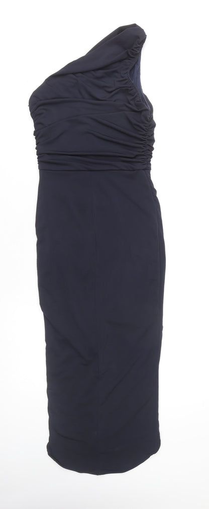 AX Paris Women's Blue Sheath Dress, Size 8, One Shoulder