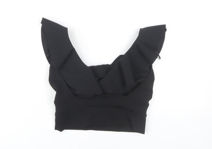 Womens UK Size 6 River Island Black Cropped Blouse