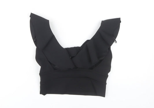 Womens UK Size 6 River Island Black Cropped Blouse