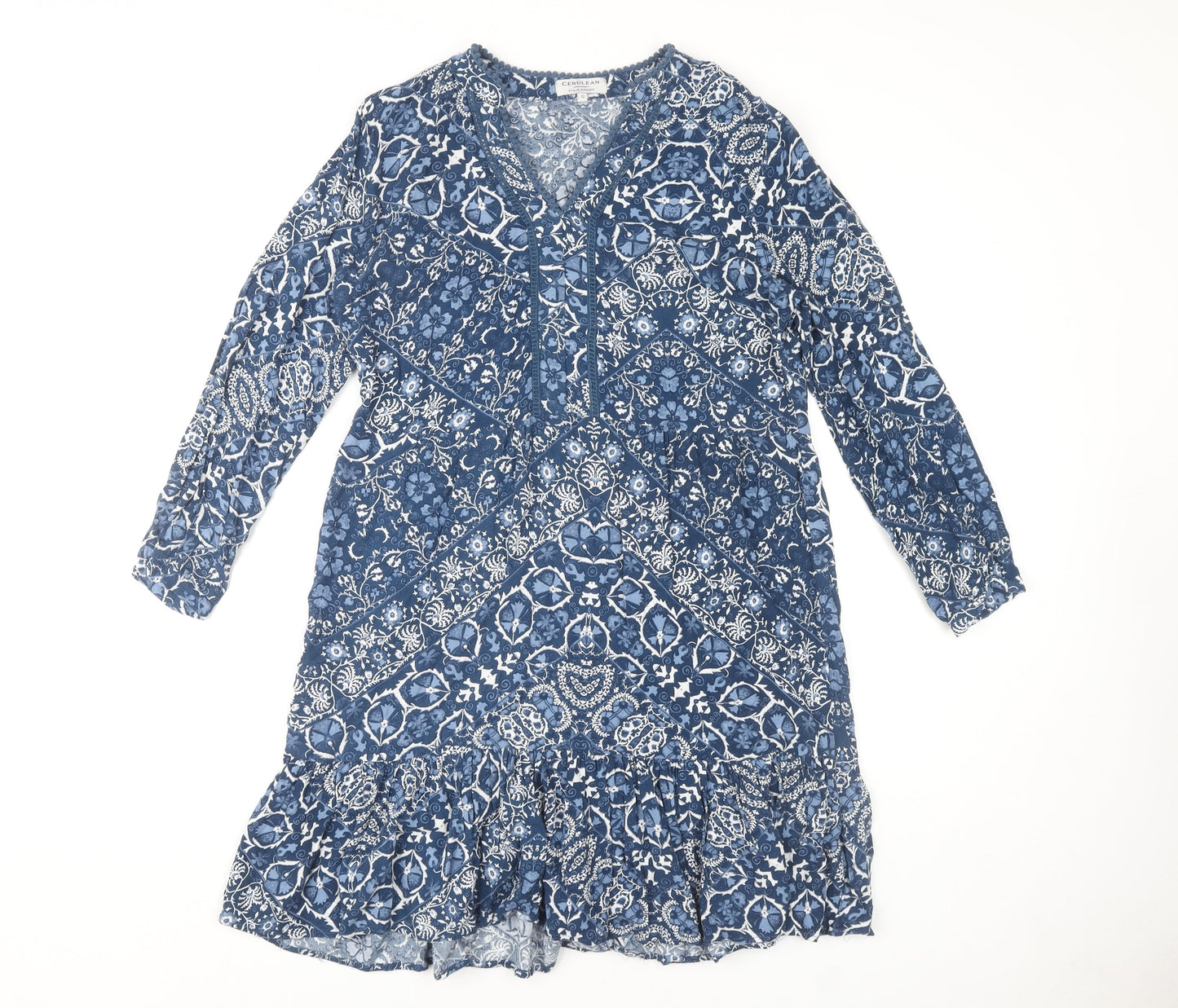 Cerulean Women's Blue Paisley Shift Dress S