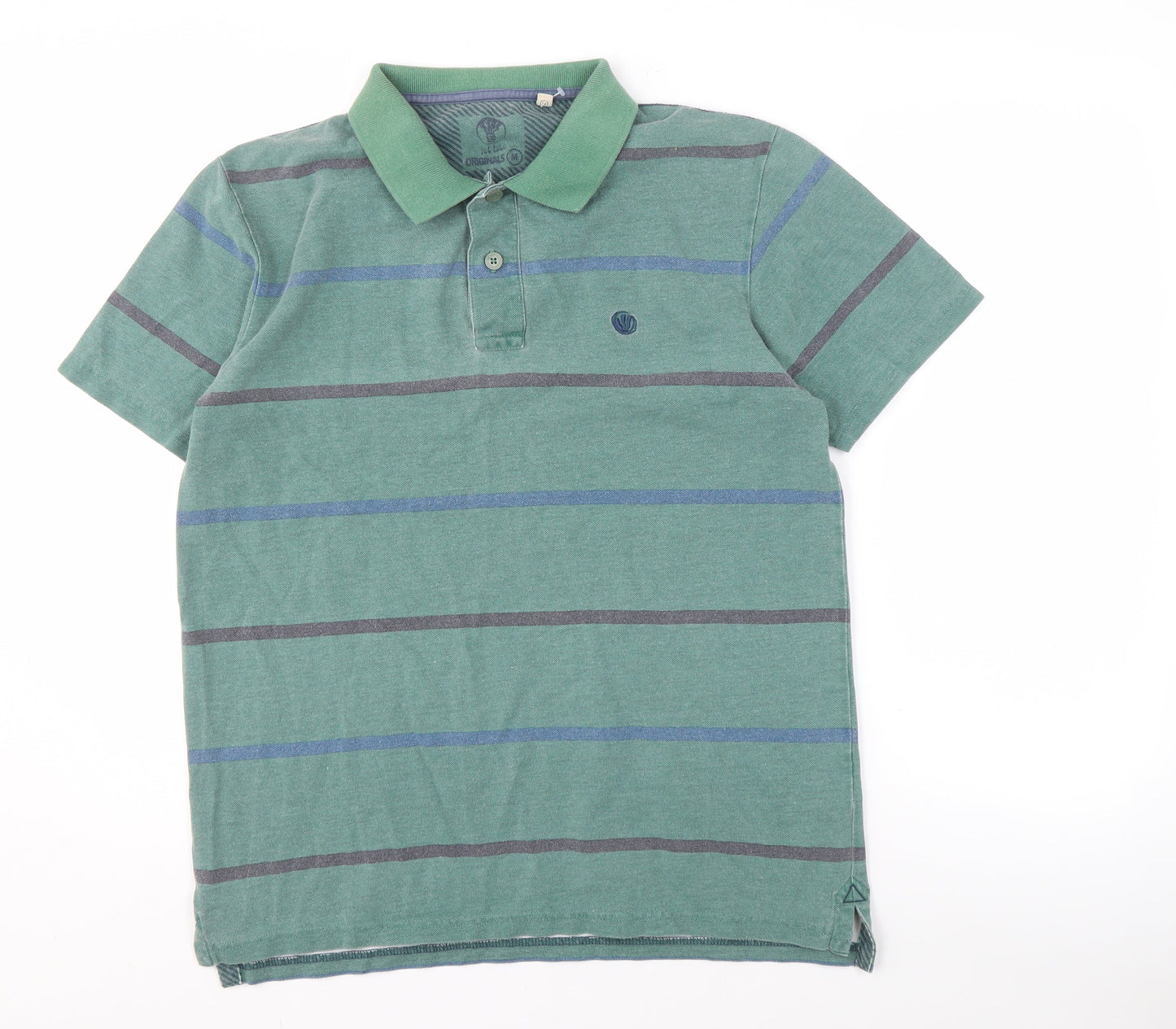 J. Crew Men's Green Striped Polo, Size M