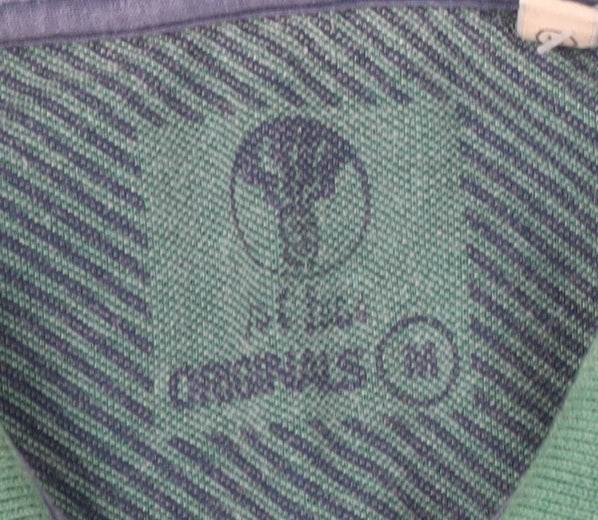 J. Crew Men's Green Striped Polo, Size M