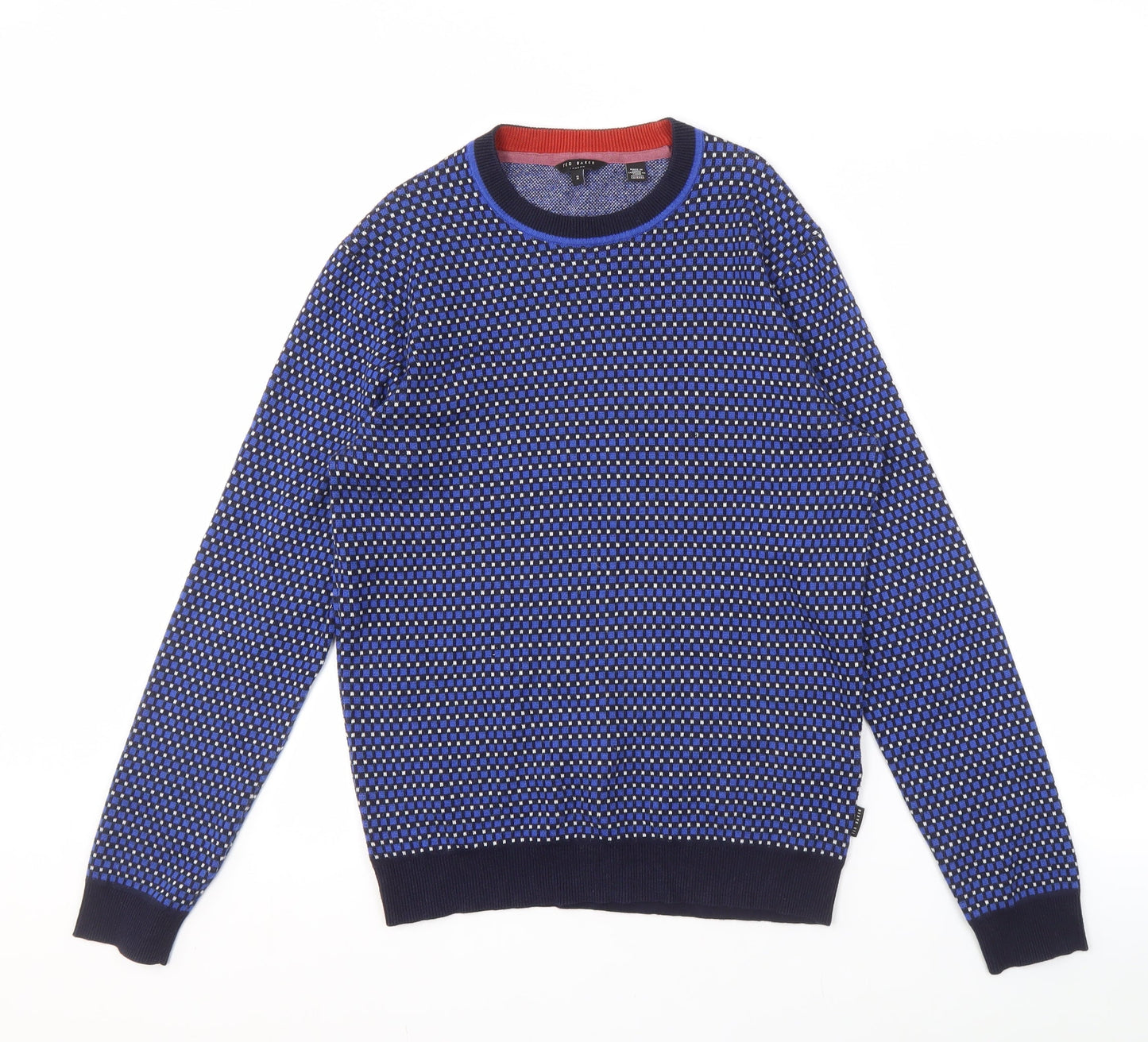 Ted Baker Men's Blue Geometric Pullover Jumper S