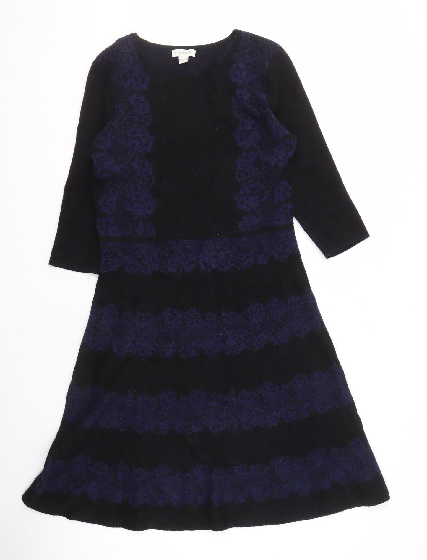 Monsoon Women's Dress Black Floral Size 14 Elegant Style