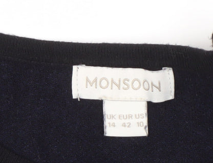 Monsoon Women's Dress Black Floral Size 14 Elegant Style