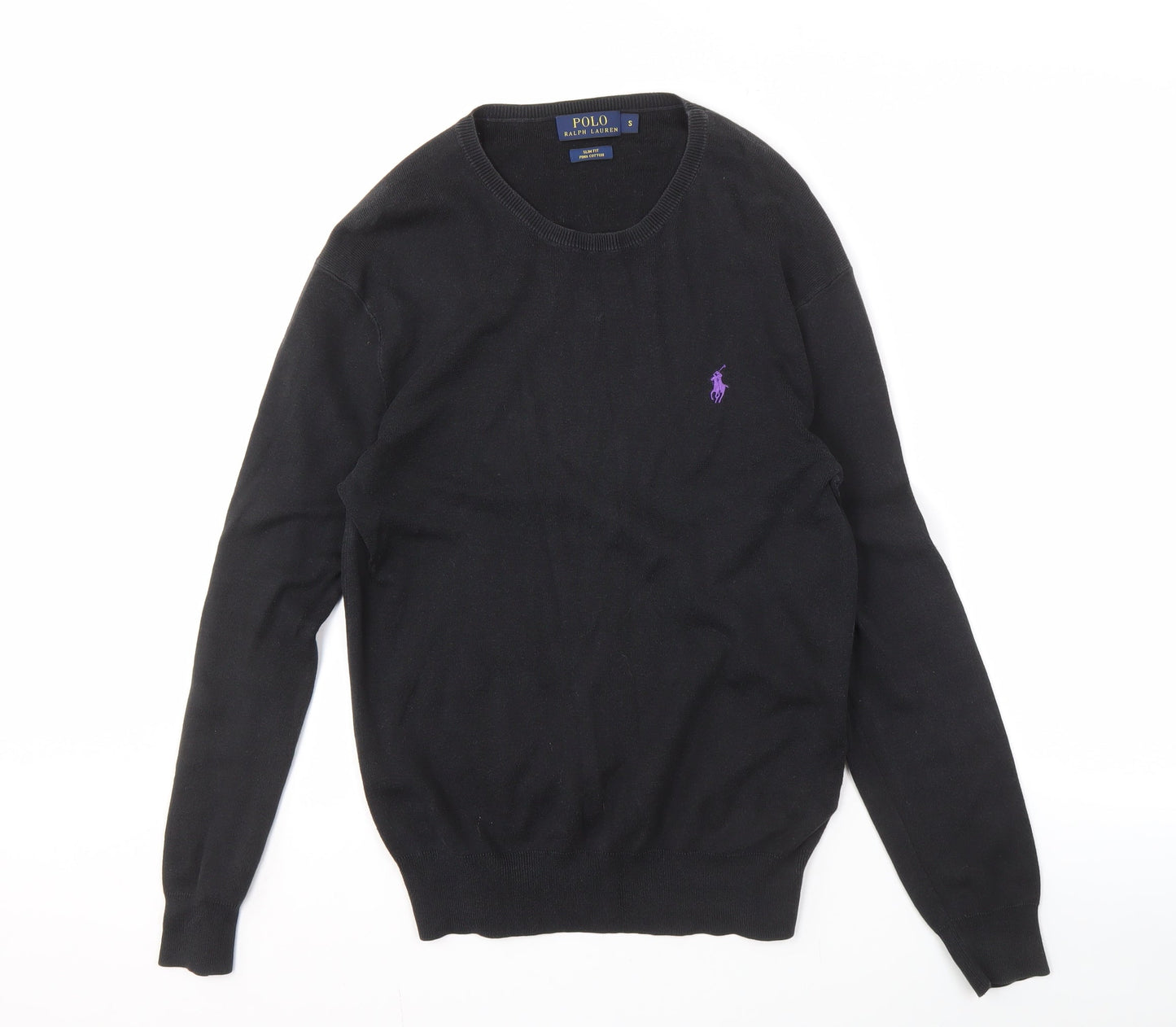 Polo Ralph Lauren Men's Black Slim Fit Cotton Jumper